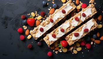 AI generated Freshness and sweetness in a homemade gourmet dessert generated by AI photo