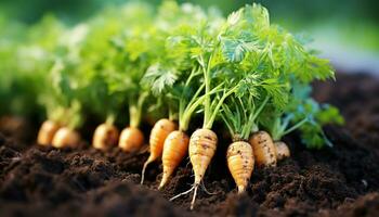 AI generated Fresh organic vegetables grown in nature healthy soil generated by AI photo