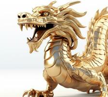 AI generated Furious dragon sculpture symbolizes ancient Chinese culture generated by AI photo