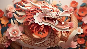 AI generated Dragon decoration brings luck and happiness in celebration generated by AI photo