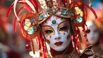 ai generado tradicional festival máscara un celebracion de cultura y belleza generado por ai foto