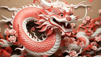 AI generated Chinese dragon, symbol of prosperity and ancient mythology generated by AI photo