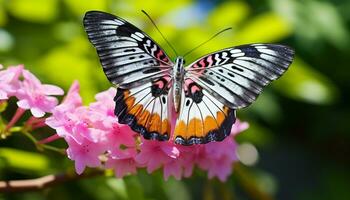 AI generated Butterfly wing showcases vibrant colors in nature generated by AI photo