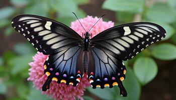 AI generated Butterfly wing showcases vibrant colors in nature generated by AI photo