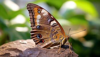 AI generated Butterfly wing showcases vibrant colors in nature generated by AI photo