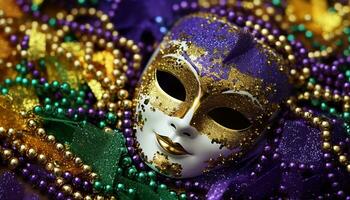 AI generated Mardi Gras costume hides mystery and elegance generated by AI photo