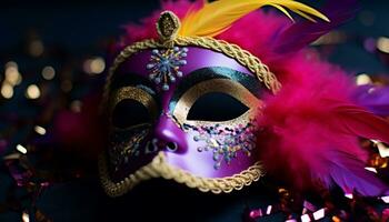 AI generated Colorful masquerade masks bring elegance to the party generated by AI photo