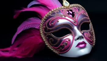 AI generated Mardi Gras mask, elegance, beauty, celebration, mystery generated by AI photo