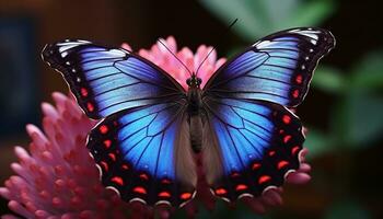 AI generated Majestic butterfly in nature, vibrant colors and patterns generated by AI photo