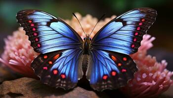 AI generated Vibrant butterfly wing showcases nature majestic beauty generated by AI photo