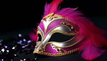 AI generated Mardi Gras celebration, costume, mask, party, elegance, tradition generated by AI photo