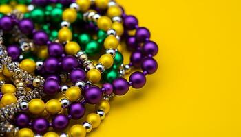 ai generado púrpura collar con brillante amarillo rosario, elegante y vibrante generado por ai foto