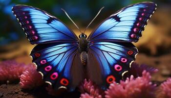 AI generated Vibrant butterfly wing showcases nature beauty and elegance generated by AI photo