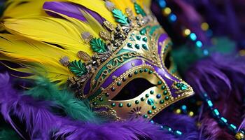 AI generated Colorful masks bring joy to Mardi Gras celebration generated by AI photo