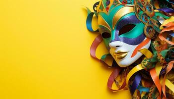 AI generated Colorful masks bring joy to the carnival celebration generated by AI photo