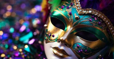 AI generated Mardi Gras celebration, colorful masks, vibrant costumes generated by AI photo