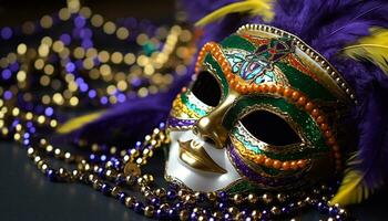 AI generated Colorful masks bring elegance to Mardi Gras celebration generated by AI photo