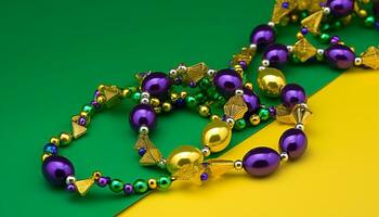 AI generated Shiny necklace with multi colored beads, symbol of celebration generated by AI photo