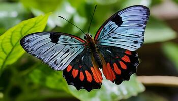 AI generated Butterfly wing showcases vibrant colors in nature generated by AI photo