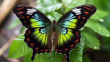 AI generated Butterfly wing showcases vibrant colors in nature generated by AI photo