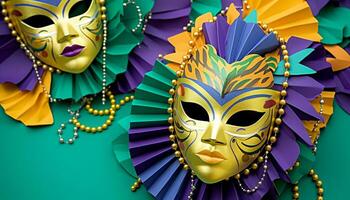 AI generated Mardi Gras celebration, masks, costumes, elegance, tradition generated by AI photo