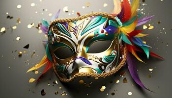 AI generated Mardi Gras celebration with colorful costumes and masks generated by AI photo