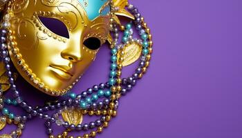 AI generated Mardi Gras celebration, costume, mask, party, tradition generated by AI photo