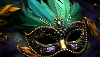 AI generated Mardi Gras celebration, mask, costume, decoration, mystery, party generated by AI photo