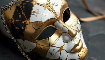 AI generated Gold colored mask, ancient elegance, shiny souvenir generated by AI photo