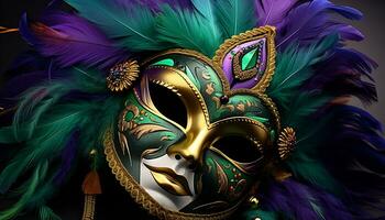 ai generado plumado máscara se esconde elegancia en italiano carnaval celebracion generado por ai foto