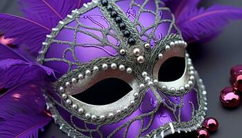 AI generated Purple mask hides the mystery of Mardi Gras generated by AI photo