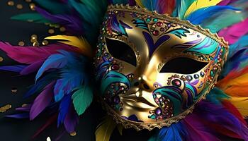 AI generated Mardi Gras celebration, masks, costumes, mystery, elegance generated by AI photo