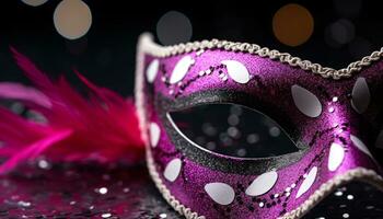 AI generated Mardi Gras celebration, mask, costume, party, mystery, glitter generated by AI photo