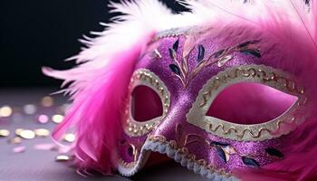 AI generated Mardi Gras mask, colorful, glittering, mysterious celebration generated by AI photo