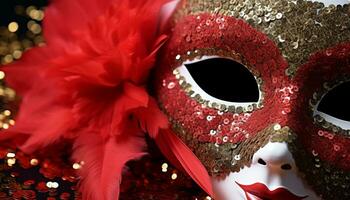 AI generated Mardi Gras celebration, mask, costume, elegance, glamour, shiny generated by AI photo