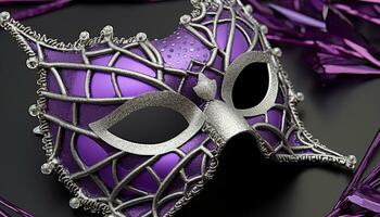 AI generated Purple mask, costume, elegance, theatrical performance, Italian culture generated by AI photo