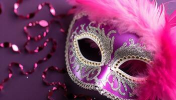 AI generated Elegant mask brings mystery to vibrant costume party generated by AI photo