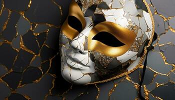 AI generated Gold colored mask shines in celebration of elegance generated by AI photo