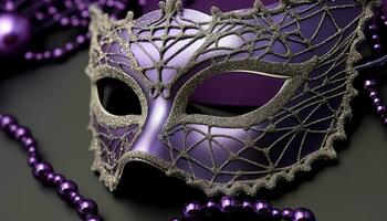 AI generated Mardi Gras mask, elegance, mystery, celebration, tradition generated by AI photo