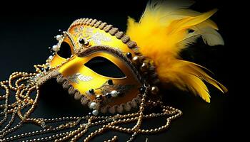 AI generated Feathered mask brings elegance to Mardi Gras celebration generated by AI photo