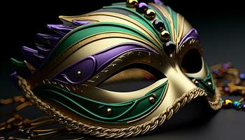 AI generated Mardi Gras mask shines with purple elegance generated by AI photo
