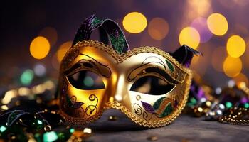 AI generated Colorful masquerade masks illuminate the vibrant carnival celebration generated by AI photo