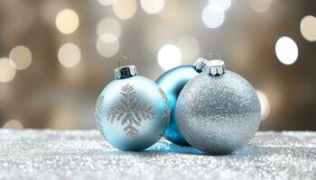 AI generated Shiny snowflake ornament glows on vibrant Christmas tree generated by AI photo