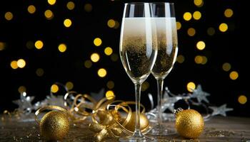 ai generado brillante champán flauta brilla en festivo celebracion generado por ai foto