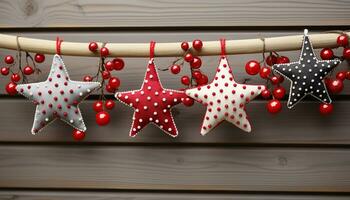 AI generated Wooden star shape hanging on rustic table generated by AI photo