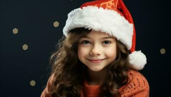 ai generado sonriente linda niño, alegre retrato de felicidad generado por ai foto