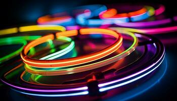 AI generated Glowing neon lights illuminate the vibrant nightclub generated by AI photo
