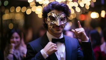 ai generado joven adultos celebrando en un Club nocturno, sonriente y bailando generado por ai foto