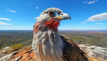 ai generado majestuoso pájaro de presa encaramado en montaña rango generado por ai foto