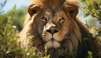 ai generado majestuoso leona descansando en el africano desierto generado por ai foto